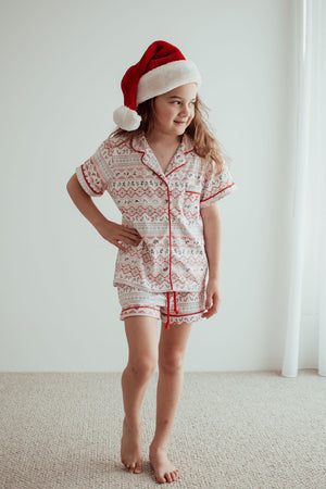 Kids Christmas Short Sleeve Shirt and Shorts set