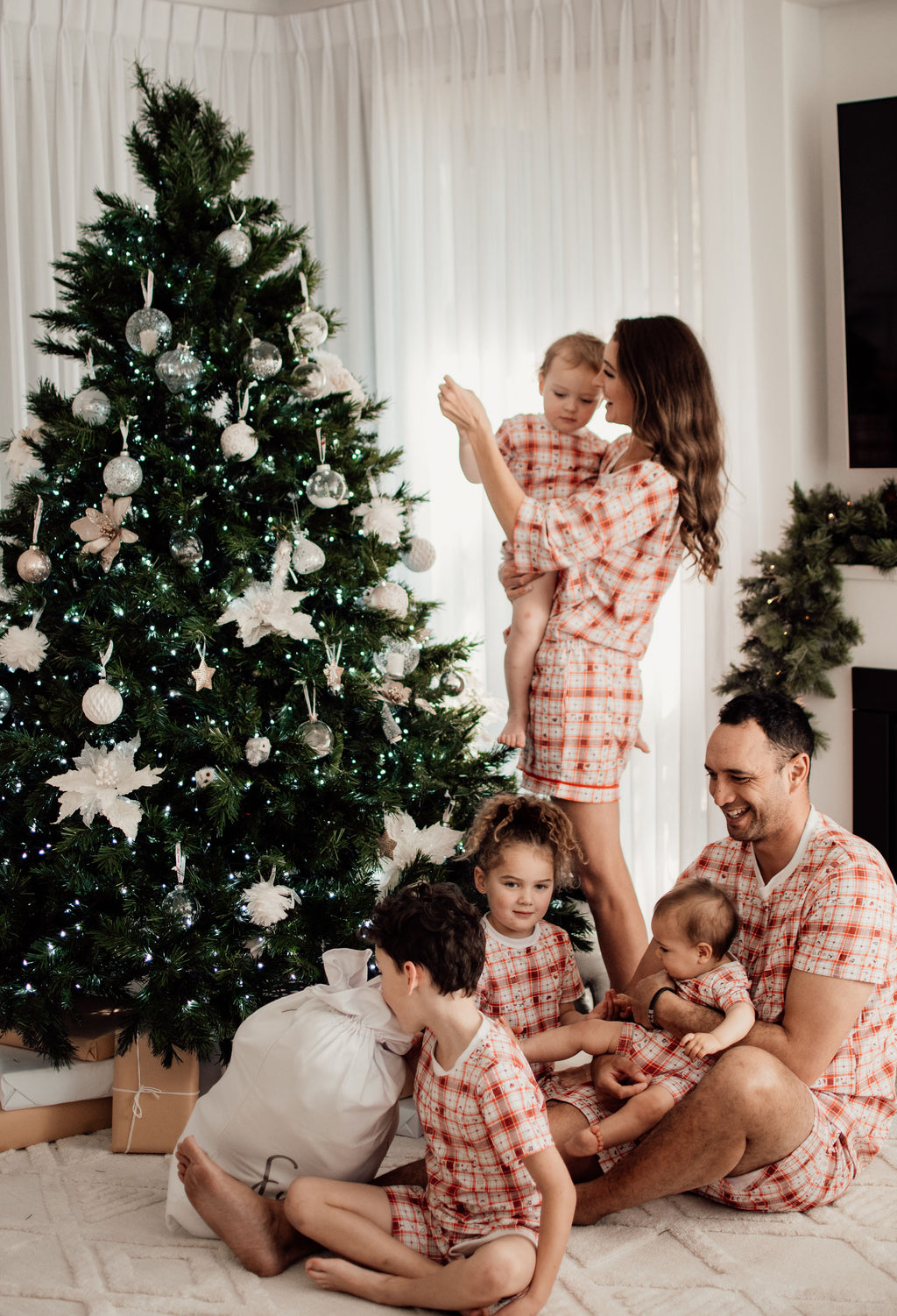Plaid Ladies Christmas short sleeved Shirt and Shorts set