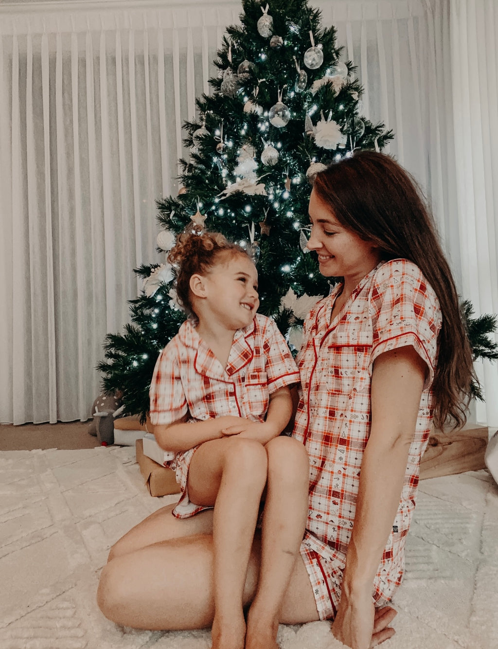 Plaid Kids Christmas Short Sleeve Shirt and Shorts set