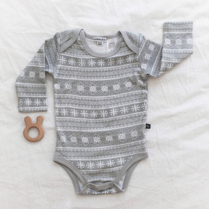 Grey Printed Baby Romper & Pant Set